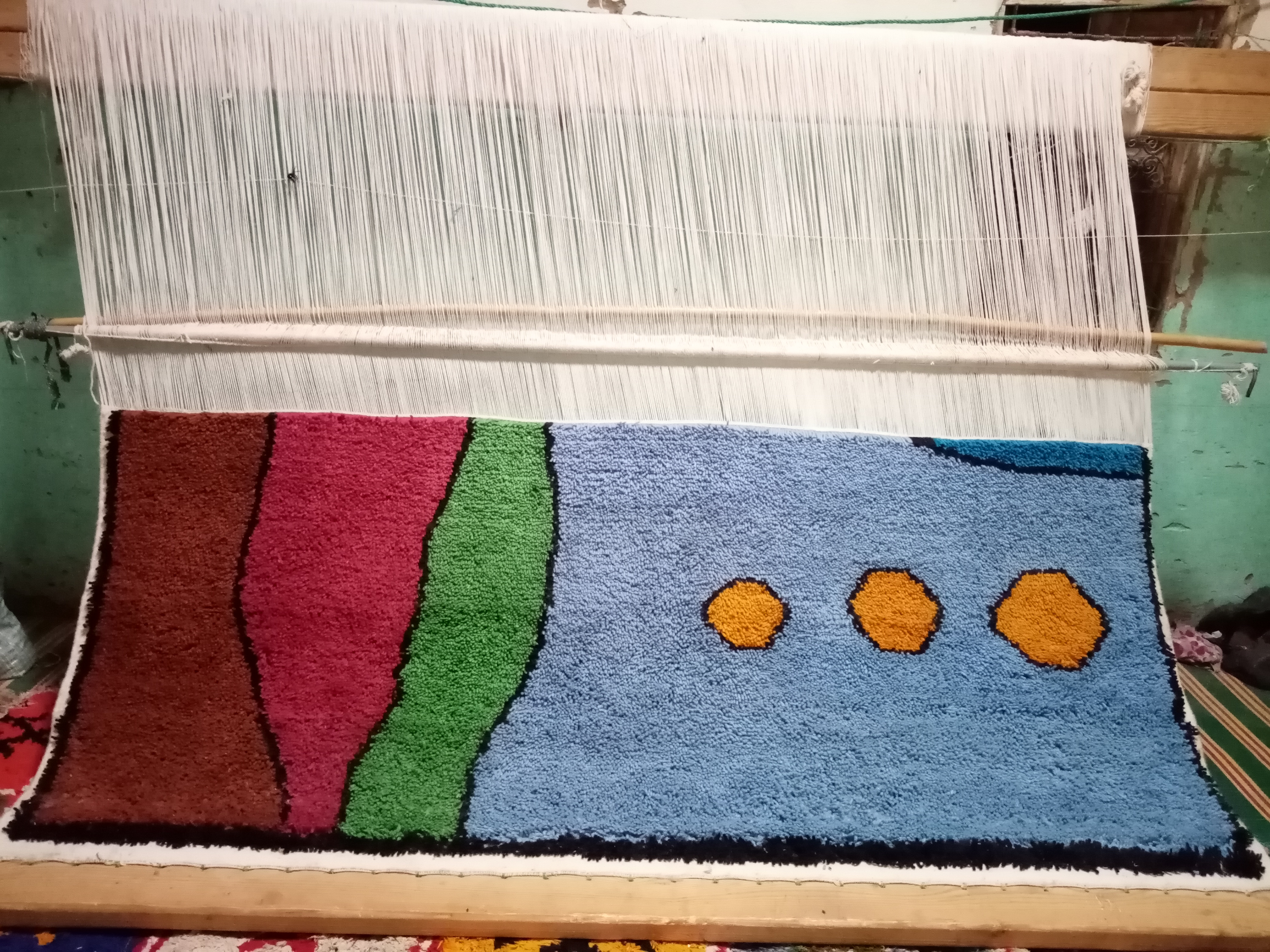  Pile Knot Rug Cotton String Colored Morocco