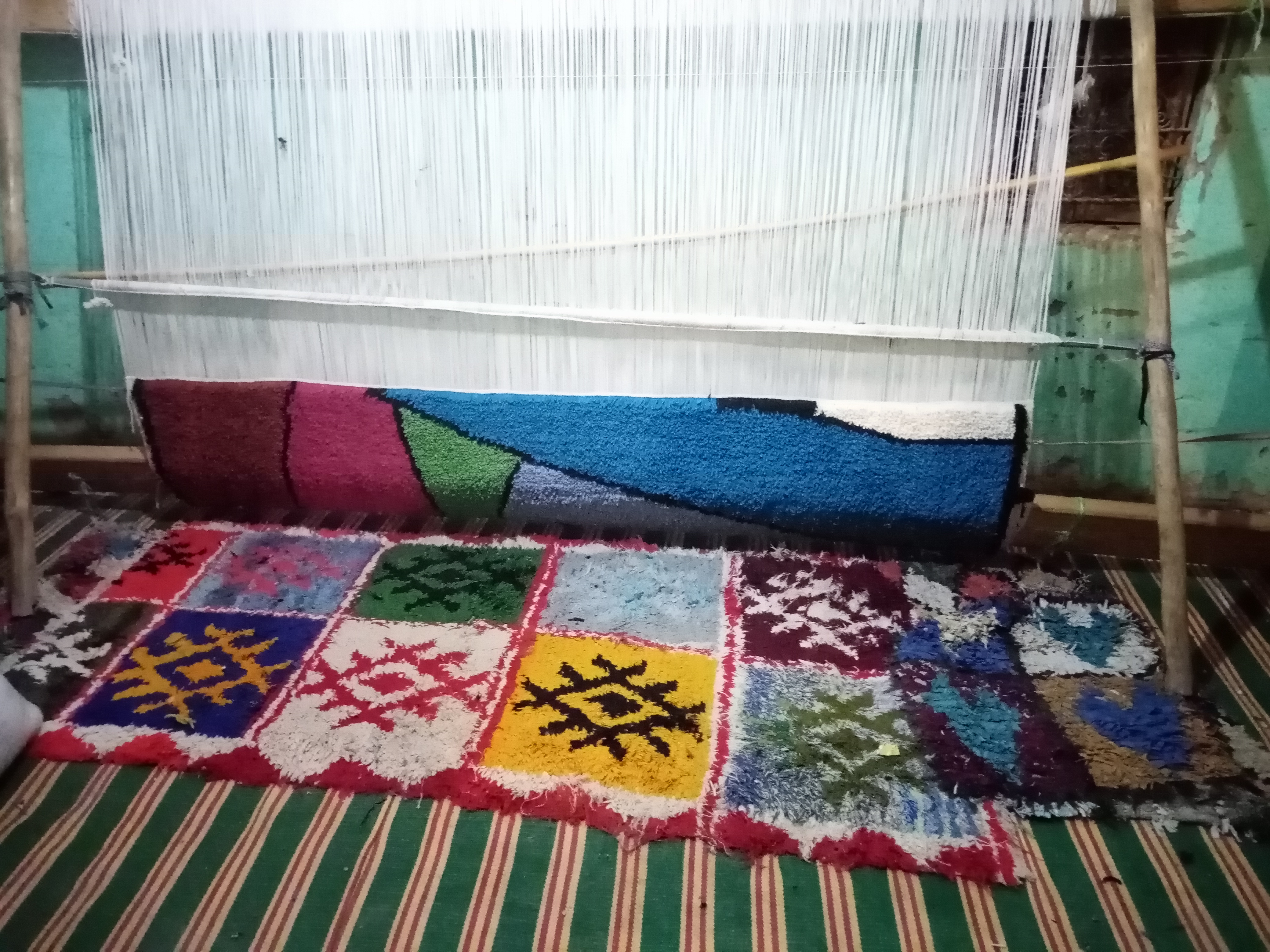  Pile Knot Rug Cotton String Colored Morocco