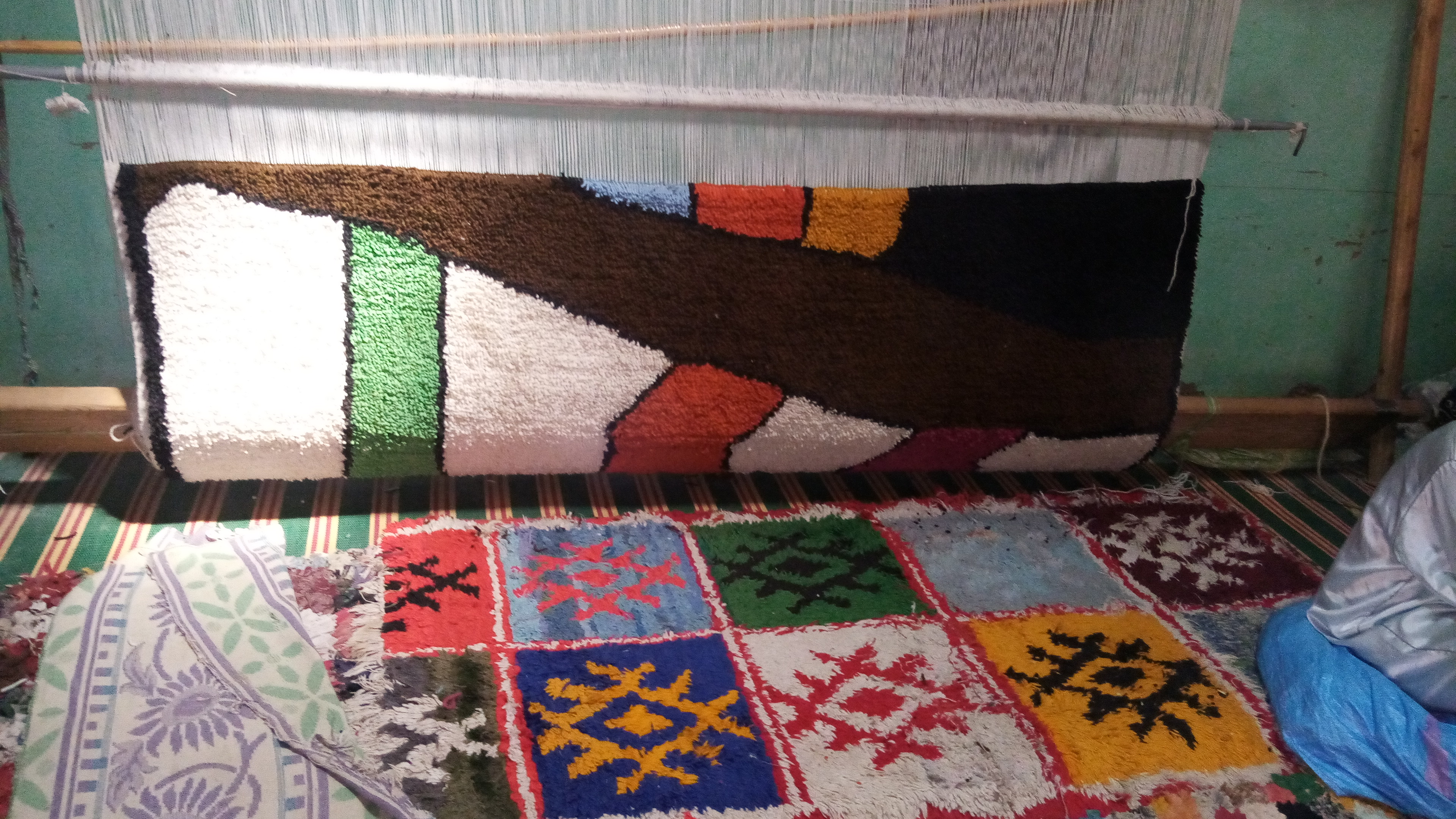  Pile Knot Rug Cotton String Colored Morocco