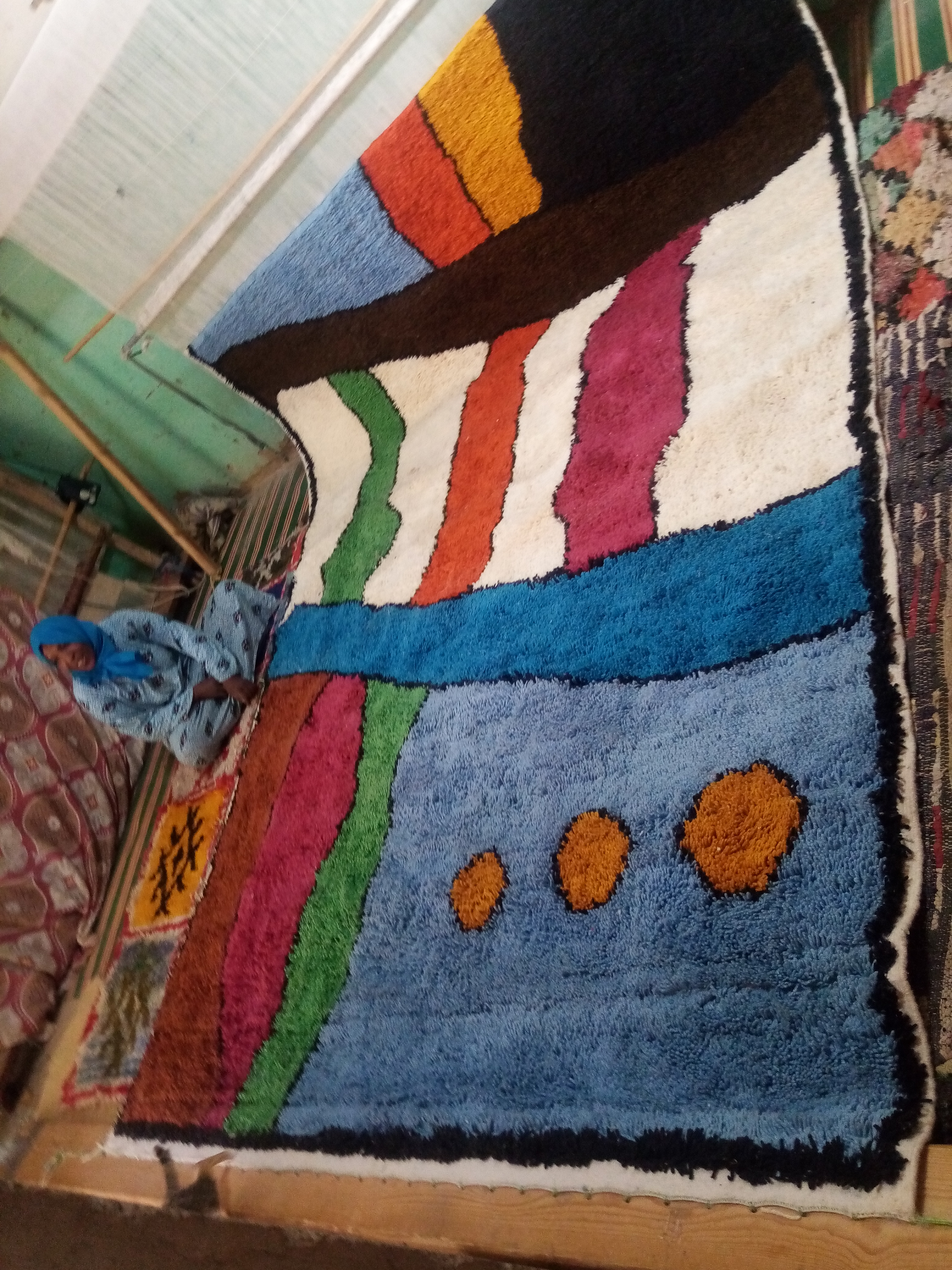  Pile Knot Rug Cotton String Colored Morocco