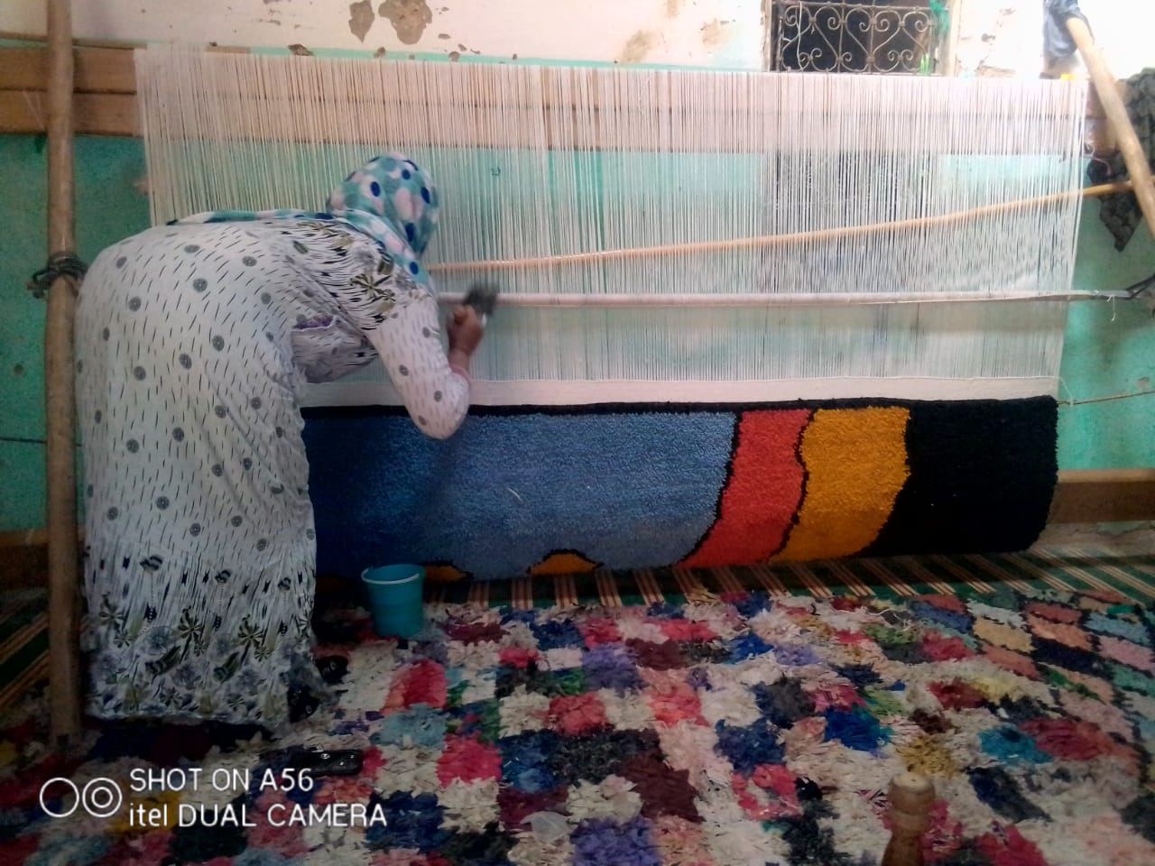  Pile Knot Rug Cotton String Colored Morocco