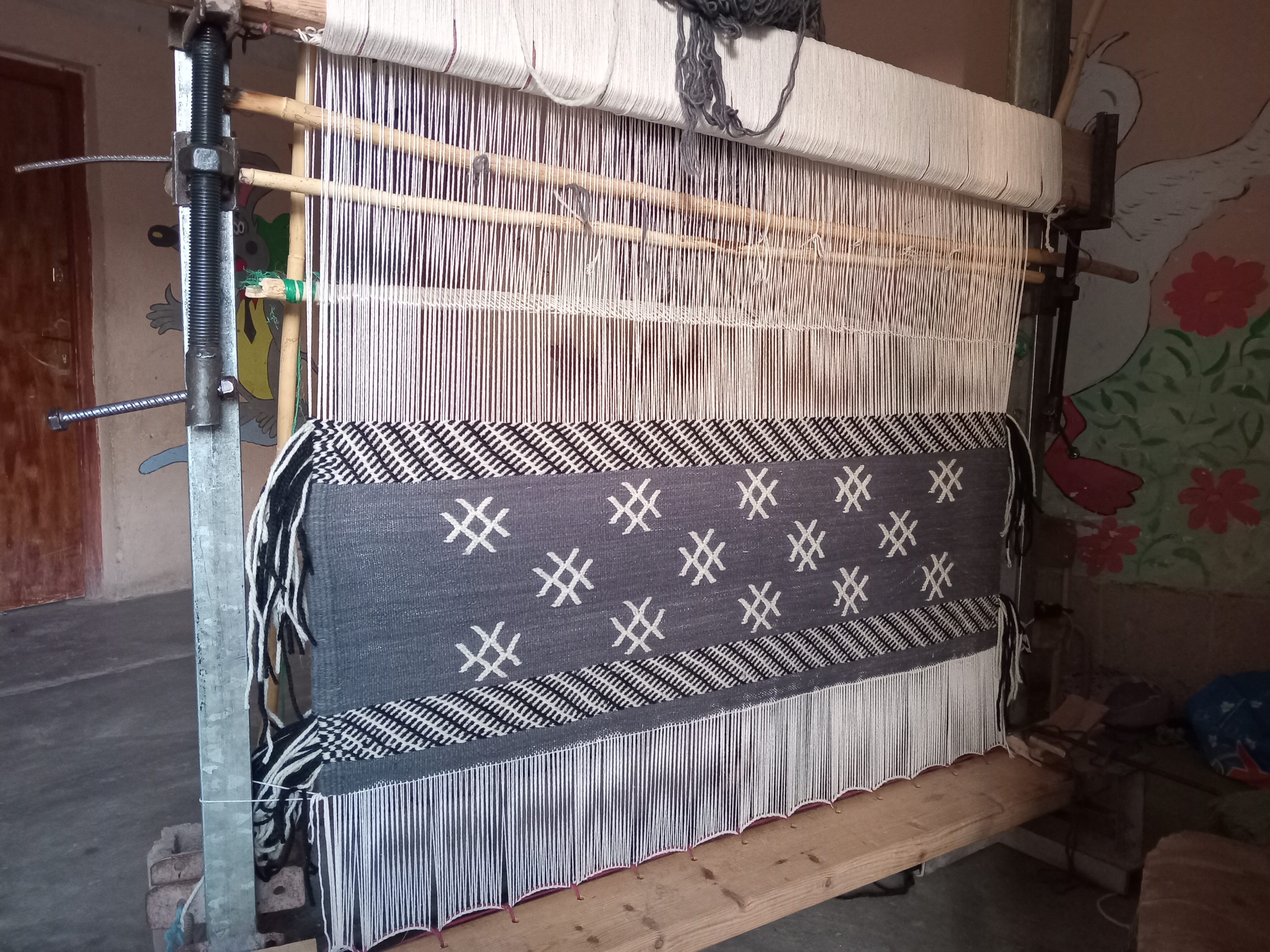  Flatweave Rug Goat Hair  Grey, Black Morocco