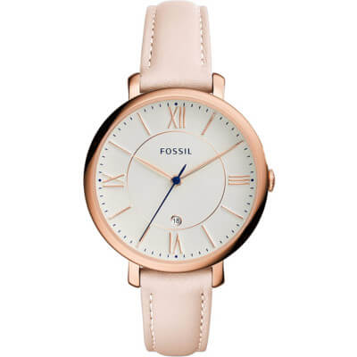 montre pour femme avec bracelet en cuir rose Fossil