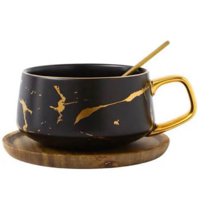 Tasse de thé en porcelaine au motif marbré