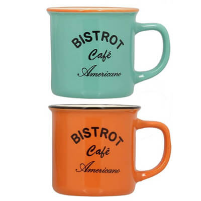 mugs en grès bistrot vert orange