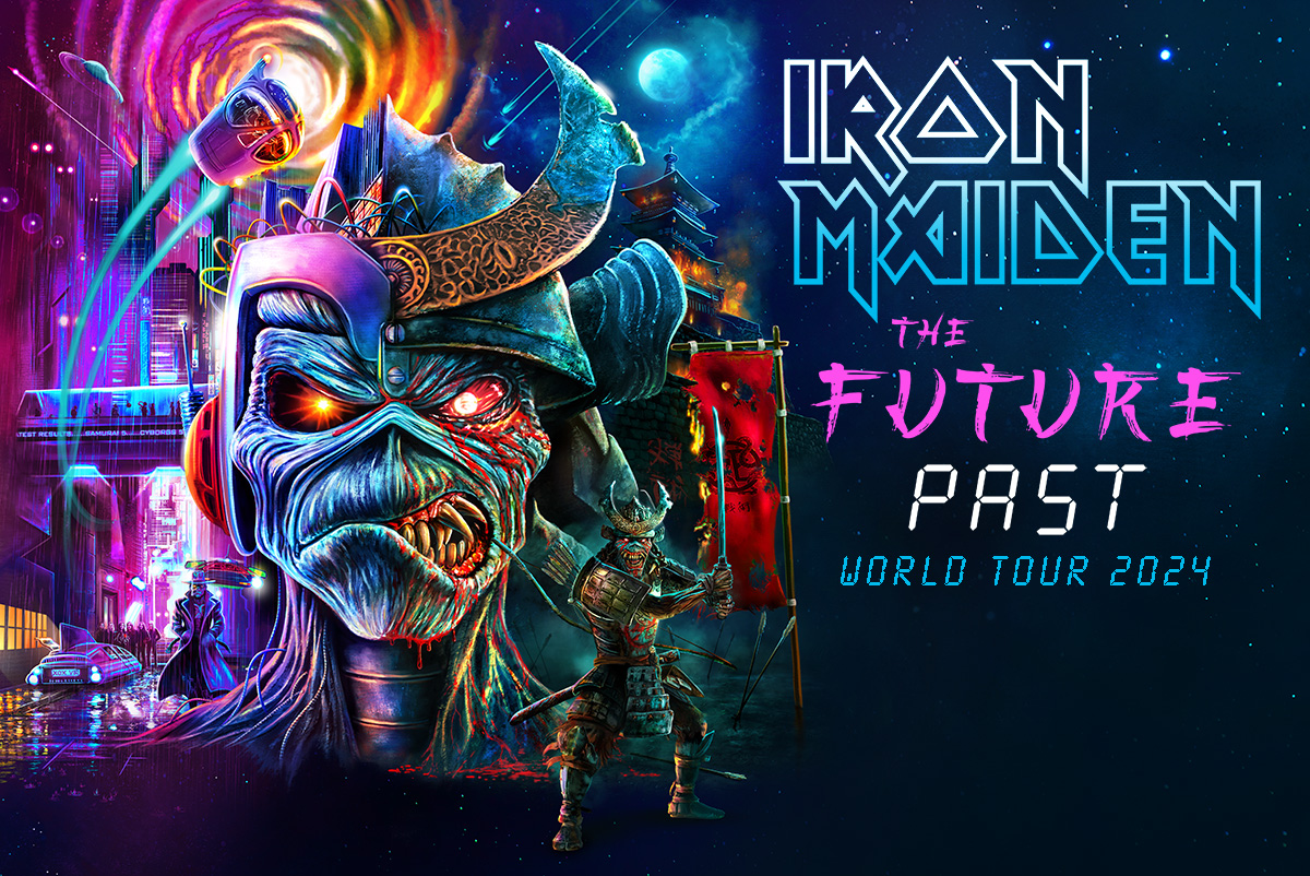 Iron Maiden Eddie artwork for IRON MAIDEN ANNOUNCE FIRST SHOWS OF 2024'S THE FUTURE PAST TOUR
