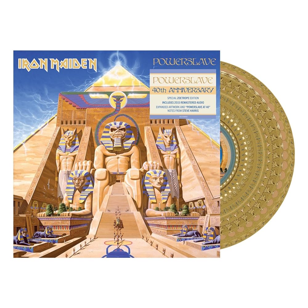 Iron Maiden Eddie artwork for Powerslave 40th Anniversary Zoetrope Vinyl Now on Sale!