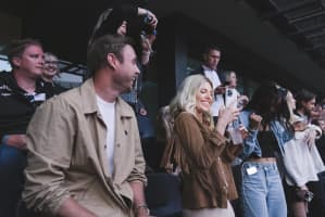 Molly King and Stuart Broad at a concert in The Green Room