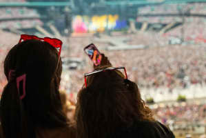 Concert crowd at Wembley taking a picture