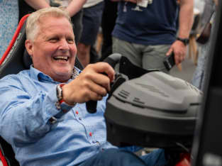 Johnny Herbert racing simulators at Silverstone