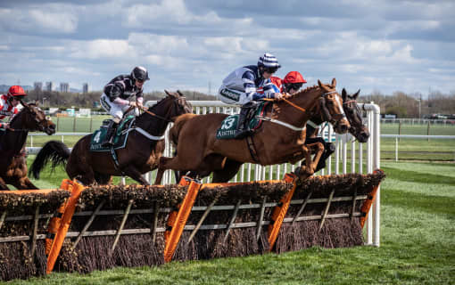 Horses jumping a fence at the Grand National