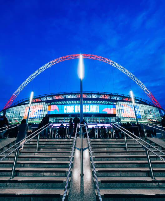 Stairs leading up to Wembley Stadium on Wembley Way