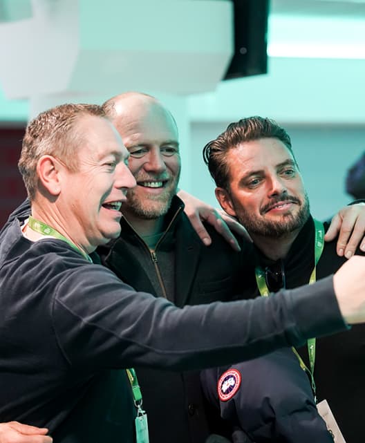 Mike Tindall & Keith Duffy greet guests in The Green Room