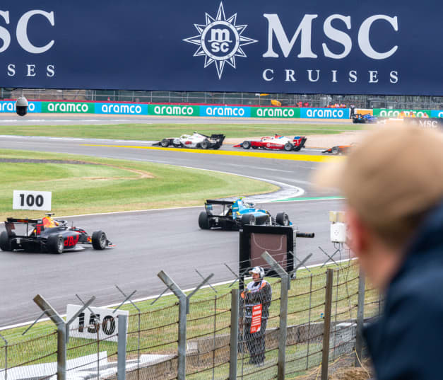 Cars racing at Silverstone circuit