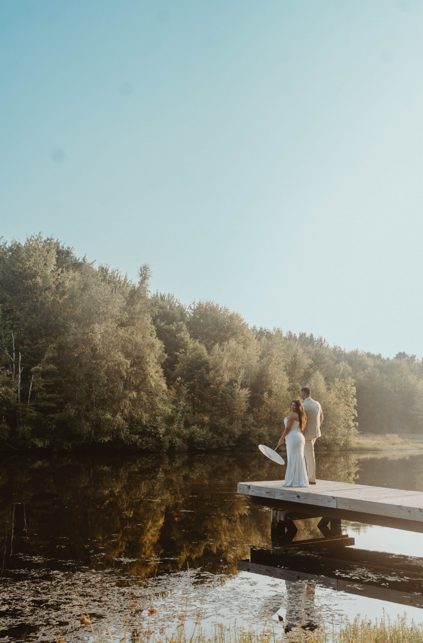 Couple at golden hour on the dock