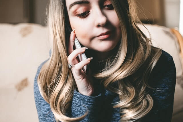 A girl on the phone. A girl on the phone.