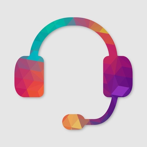 Multi-colour graphic of a headset Multi-colour graphic of a headset