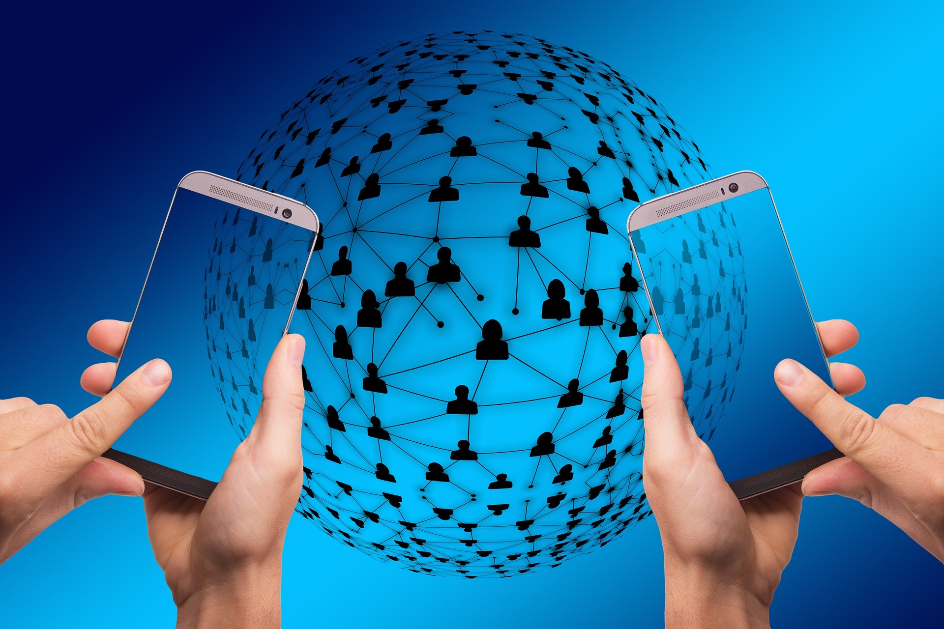 Two phones connected via the internet of people Two phones connected via the internet of people