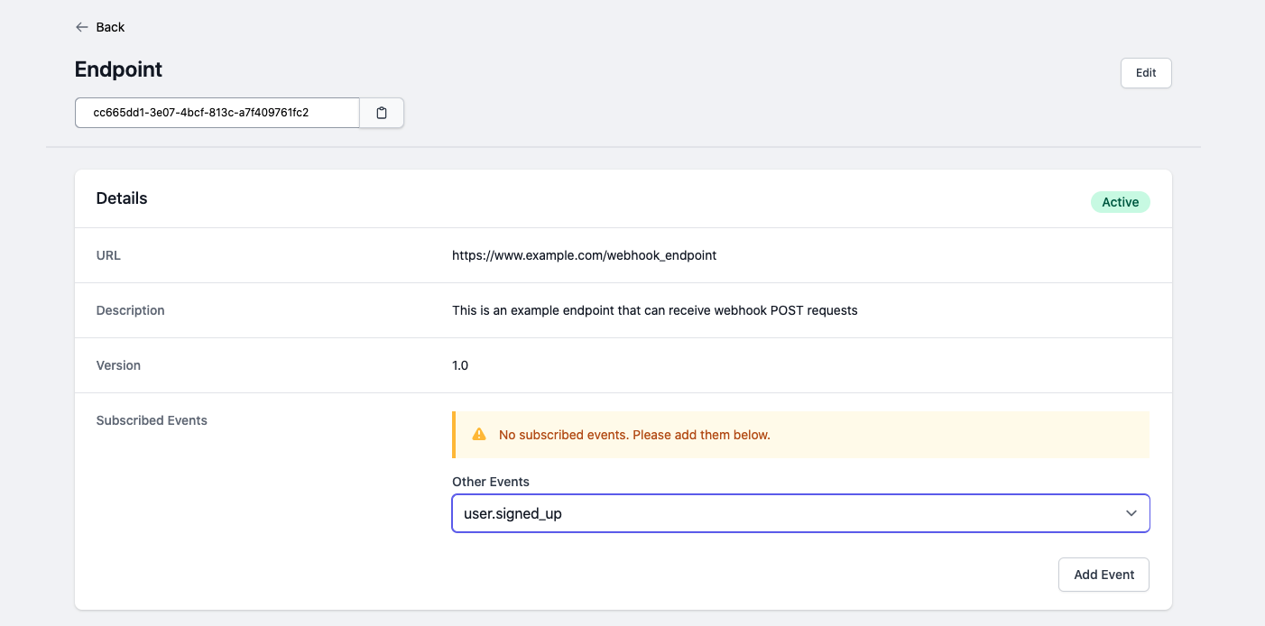 Setup Endpoint Webhook Events