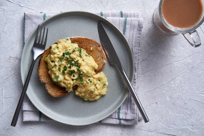 Cheese and spring onion scrambled eggs