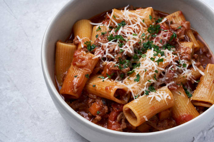 Bolognese pasta cooked in an Instant Pot
