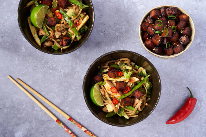 Sweet and savoury roasted tofu to go with noodles or rice