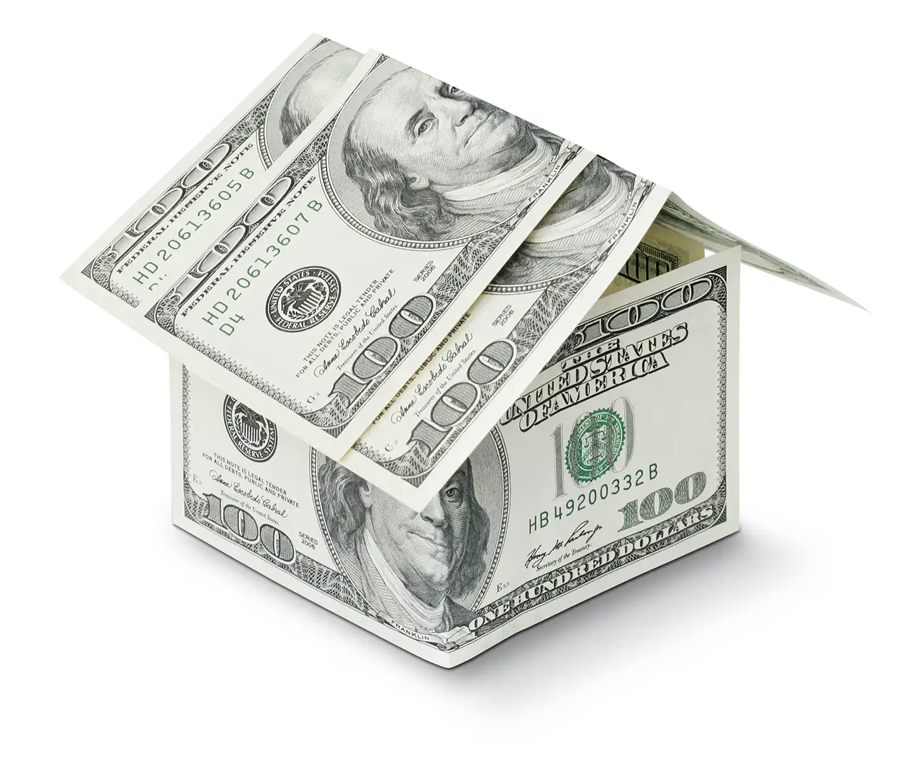 House made out of $100 dollar bills