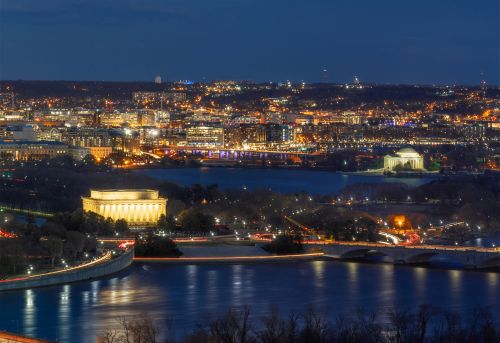 Washington DC skyline and urban real estate market with housing activity across surrounding metro communities