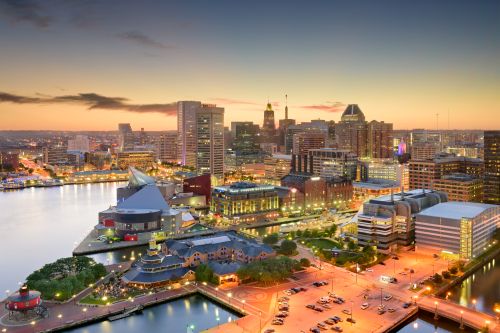 Maryland skyline and statewide real estate market with housing demand across major cities and suburban communities