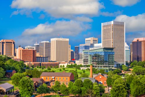 Virginia skyline and regional real estate market spanning metro suburbs and smaller statewide communities