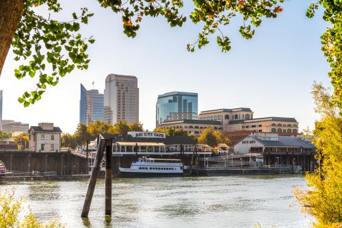 Sacramento skyline and Northern California real estate market spanning surrounding suburban communities