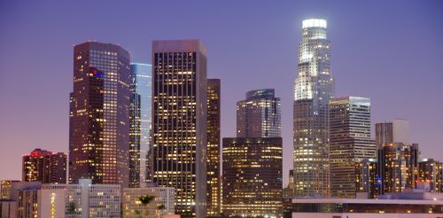 Los Angeles skyline and regional real estate market spanning diverse neighborhoods and nearby suburbs