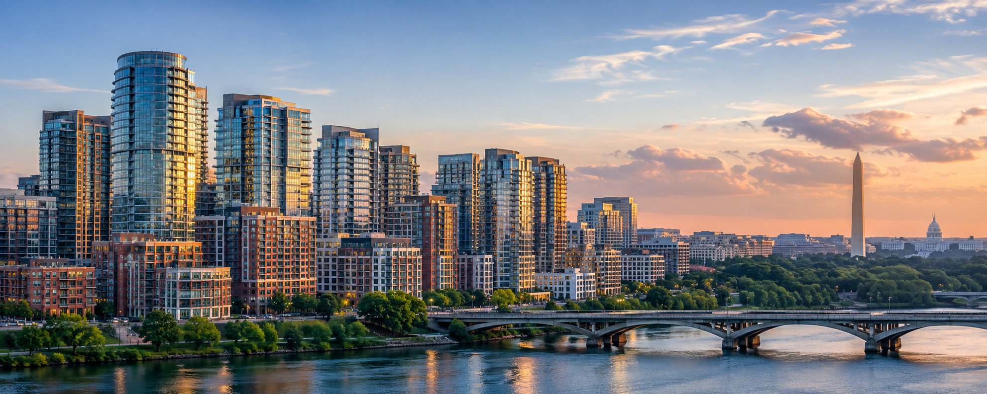 Arlington, Virginia residential skyline and high-rise corridor near Washington, D.C.