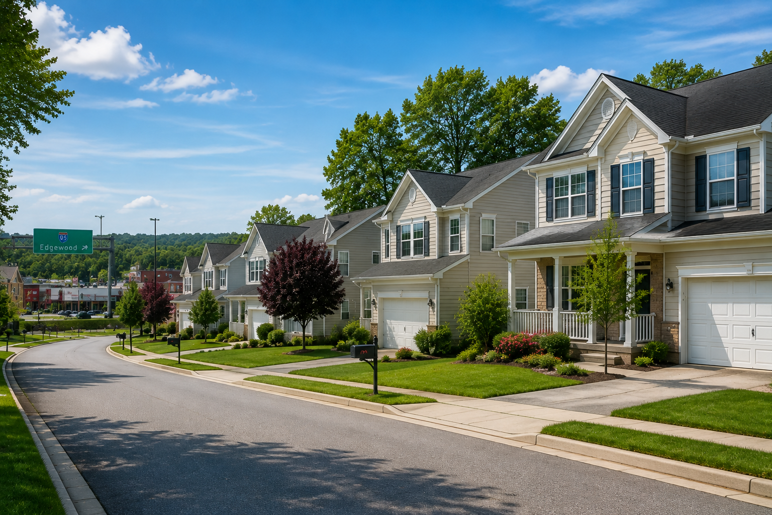 Suburban residential neighborhood in Edgewood, Maryland near the I-95 corridor