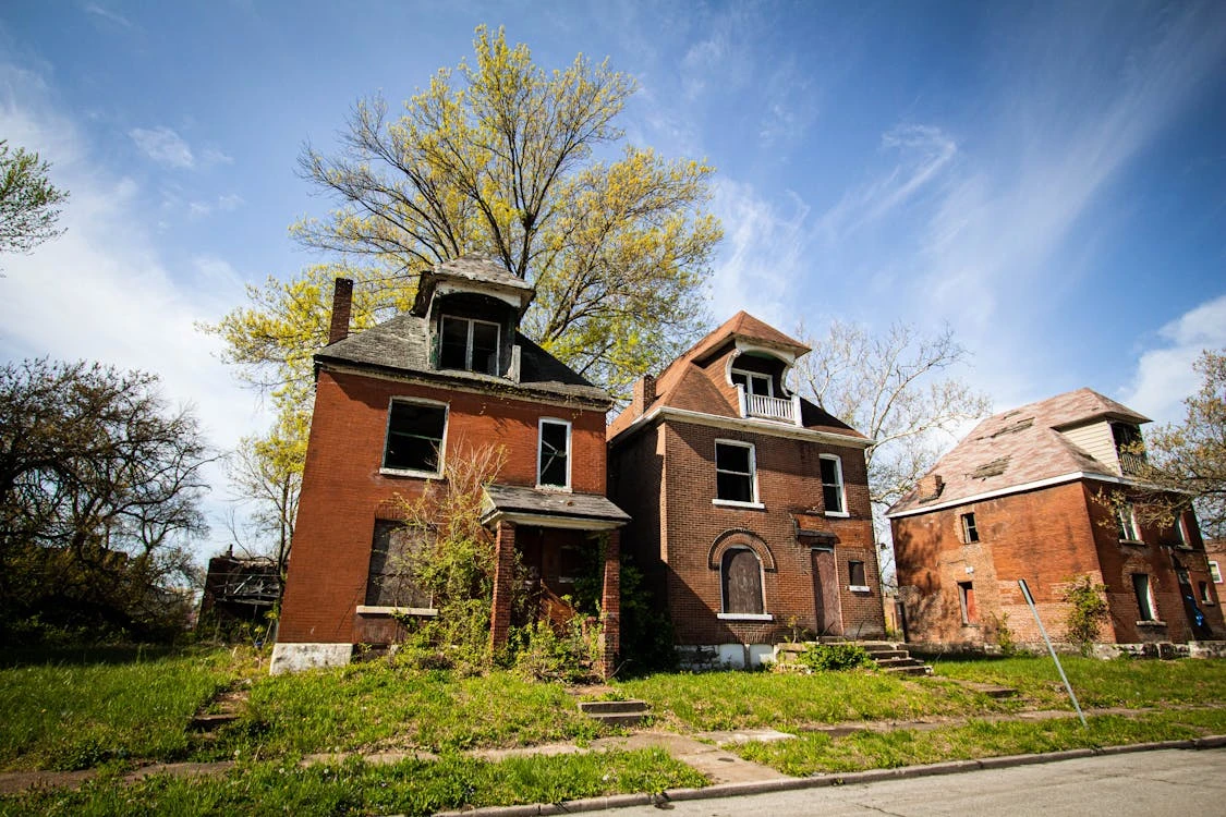 facade of abandoned houses