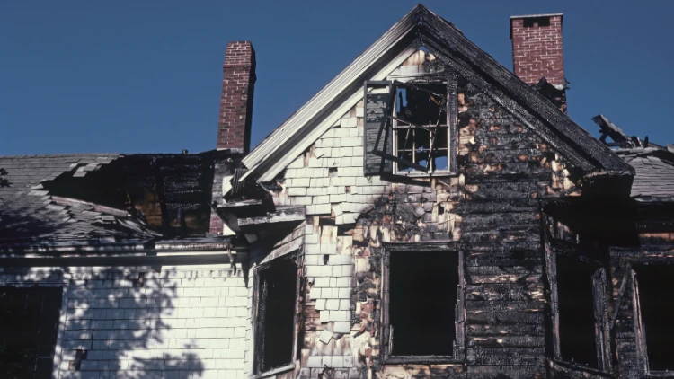 house with burnt roof