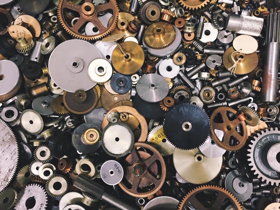 A drawer full of hundreds of gears