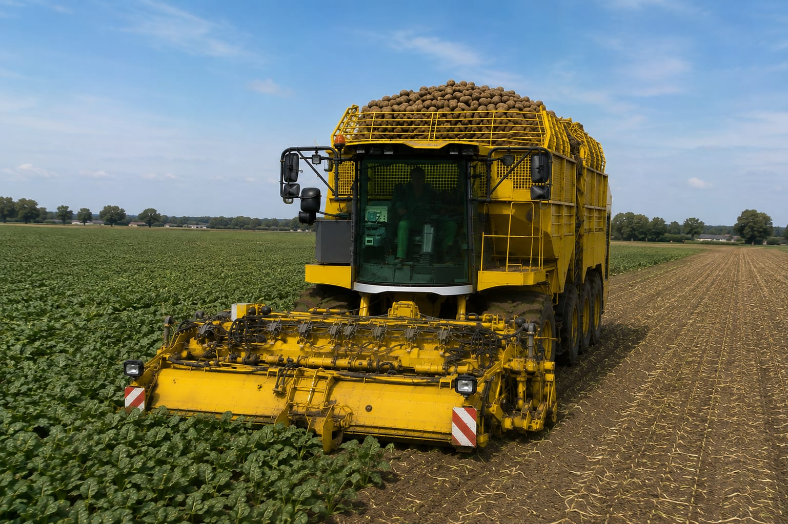 Eine Kartoffelernte-Maschine im Einsatz.