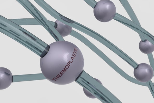 Molekülstruktur von Thermoplasten in der Dichtungstechnik.