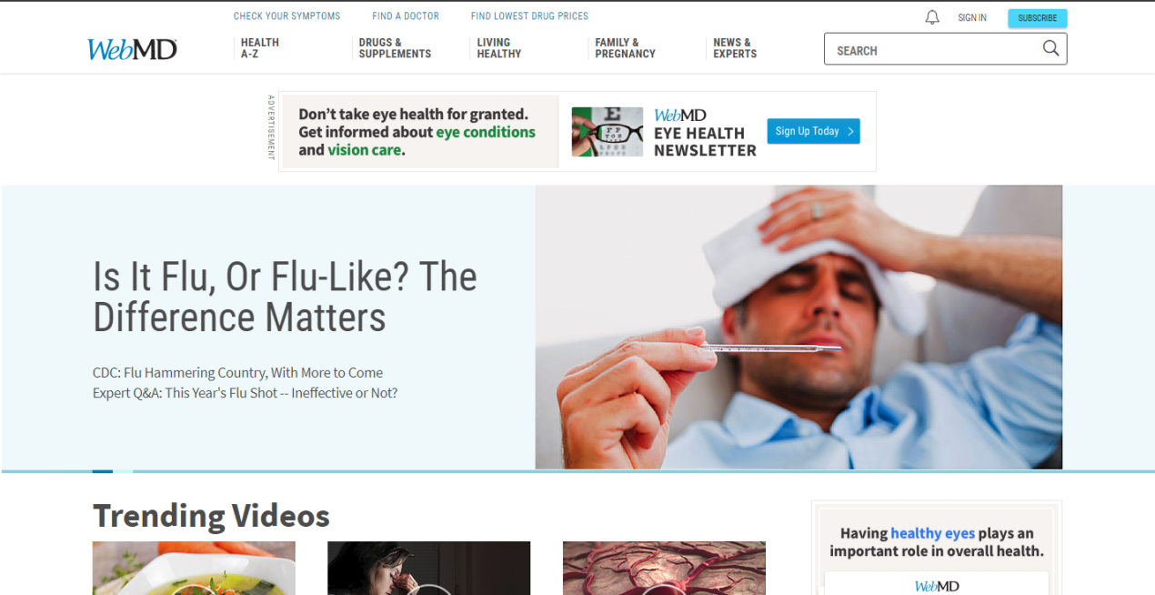 Homepage WebMD