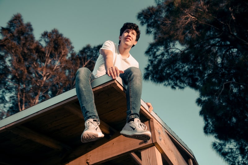 Sitting on a rooftop