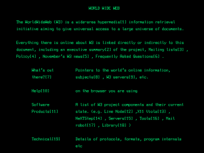 A screenshot of the very first website in 1991. No need to simplify here!