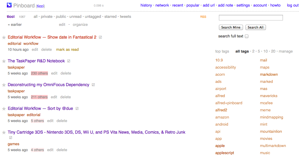 Pinboard user interface