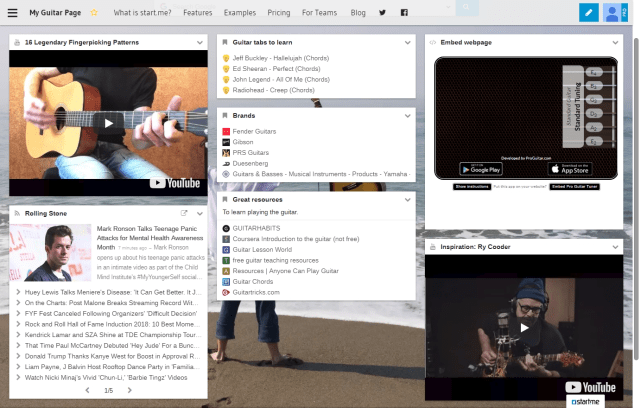 This example of a Guitar Page is modeled after the version the musician designed for himself