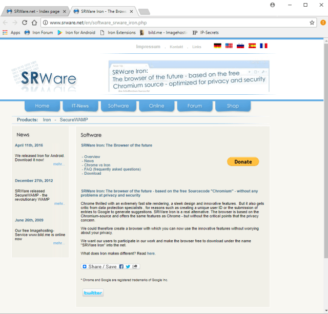 The Iron Browser claims to be even more optimized for privacy and security.