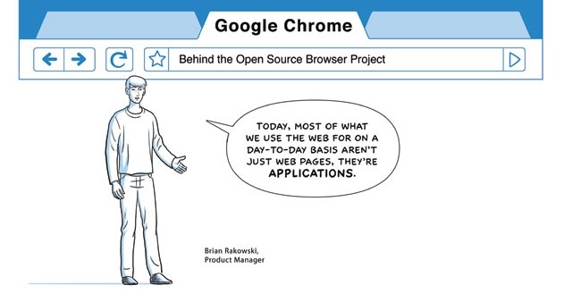 A comic Scott McCloud, explaining the features of the new browser.