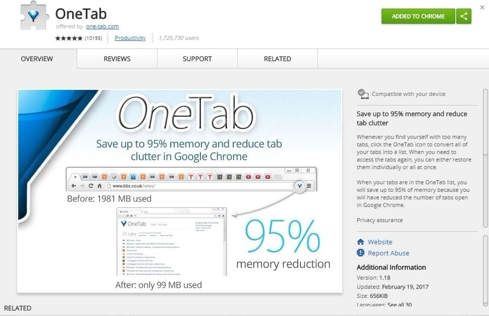 Quick Tips - Declutter your browser with OneTab for Chrome 