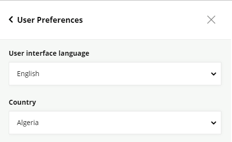 Select your country in the User preferences pane.