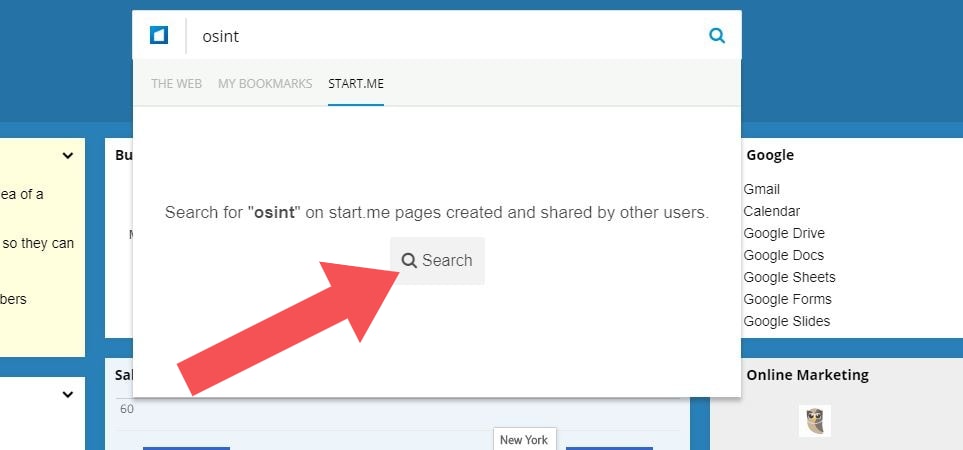Search public start.me pages