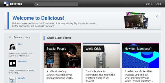 Delicious - bookmarking 1.0